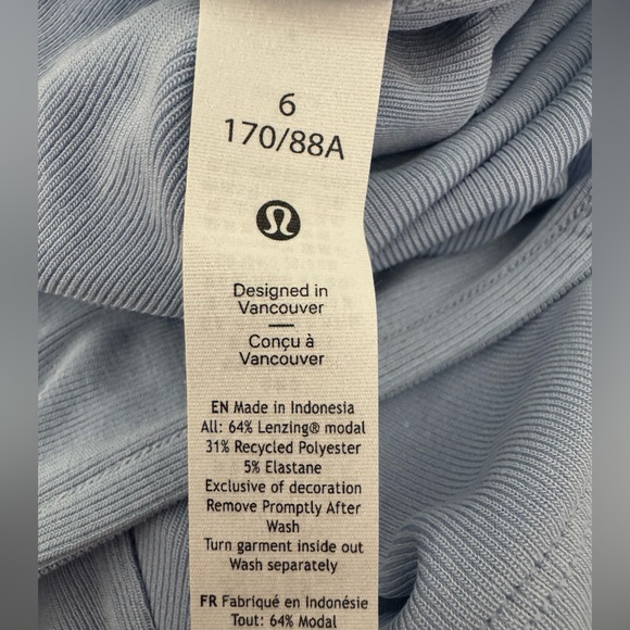 LULULEMON Lululemon Twist-Back Soft Ribbed Short-Sleeve Top in BLUE LINEN - Picture 9 of 14